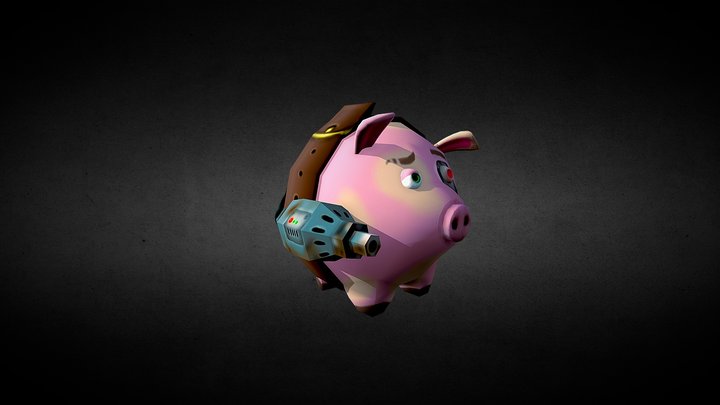 Baconator Cartoon Pig 3D Model