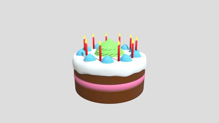 Low Polly Birthday Cake – Gratis 3D-model STL