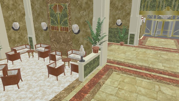 ArtDeco hotel lobby low poly – Modelo 3D gratuito STL
