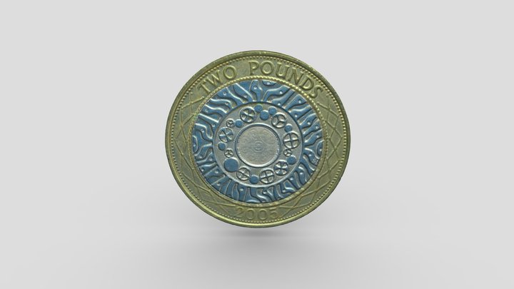 Two Pound Coin 2005 3D Model