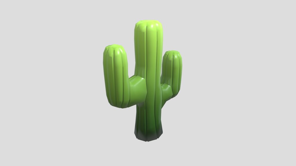 Low Poly Saguaro Cactus - Desert Plant