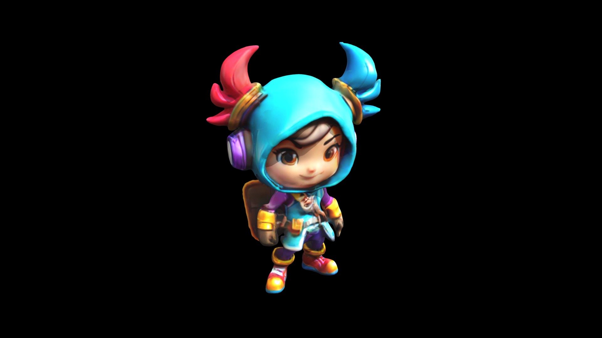 Anime-style cartoon character with vibrant color - Download Free 3D ...