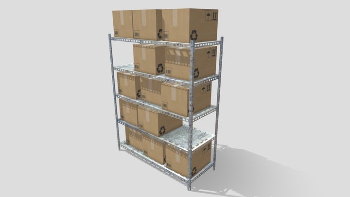Warehouse Shelving Unit 3D Model