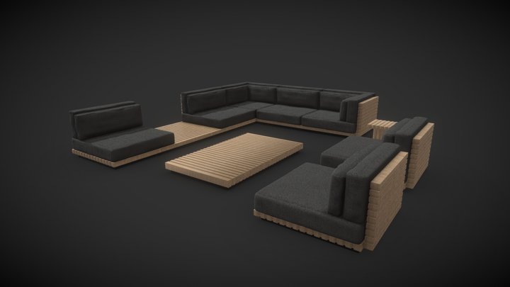 Outdoors Sofa 3D Model