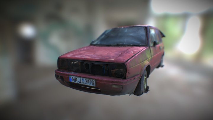 Wrecked Golf Mk II Spring Edition 3D Model