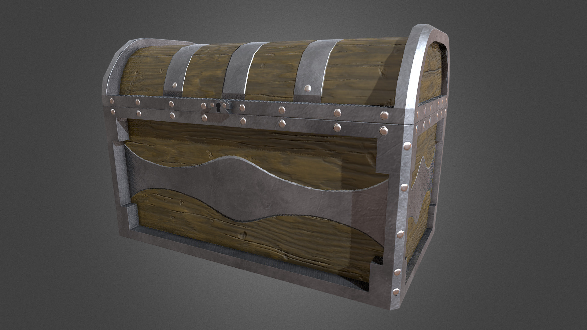 3D model Medieval Chest - This is a 3D model of the Medieval Chest. The 3D model is about a wooden box with a metal handle.
