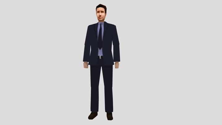 Low Poly Fox Mulder XFiles PS1 Style 3D Model