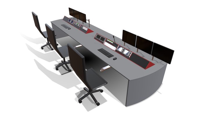 Studio Desk 8 Bay 3D Model