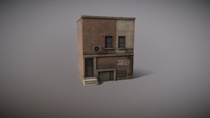 Lowpoly Urban House 3D Model