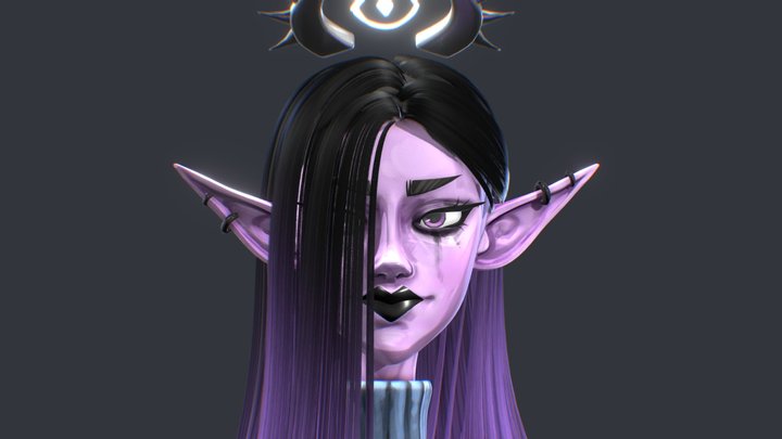 Dark Elf Portrait 3D Model