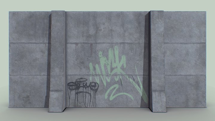 Fortified Concrete Wall 3D Model