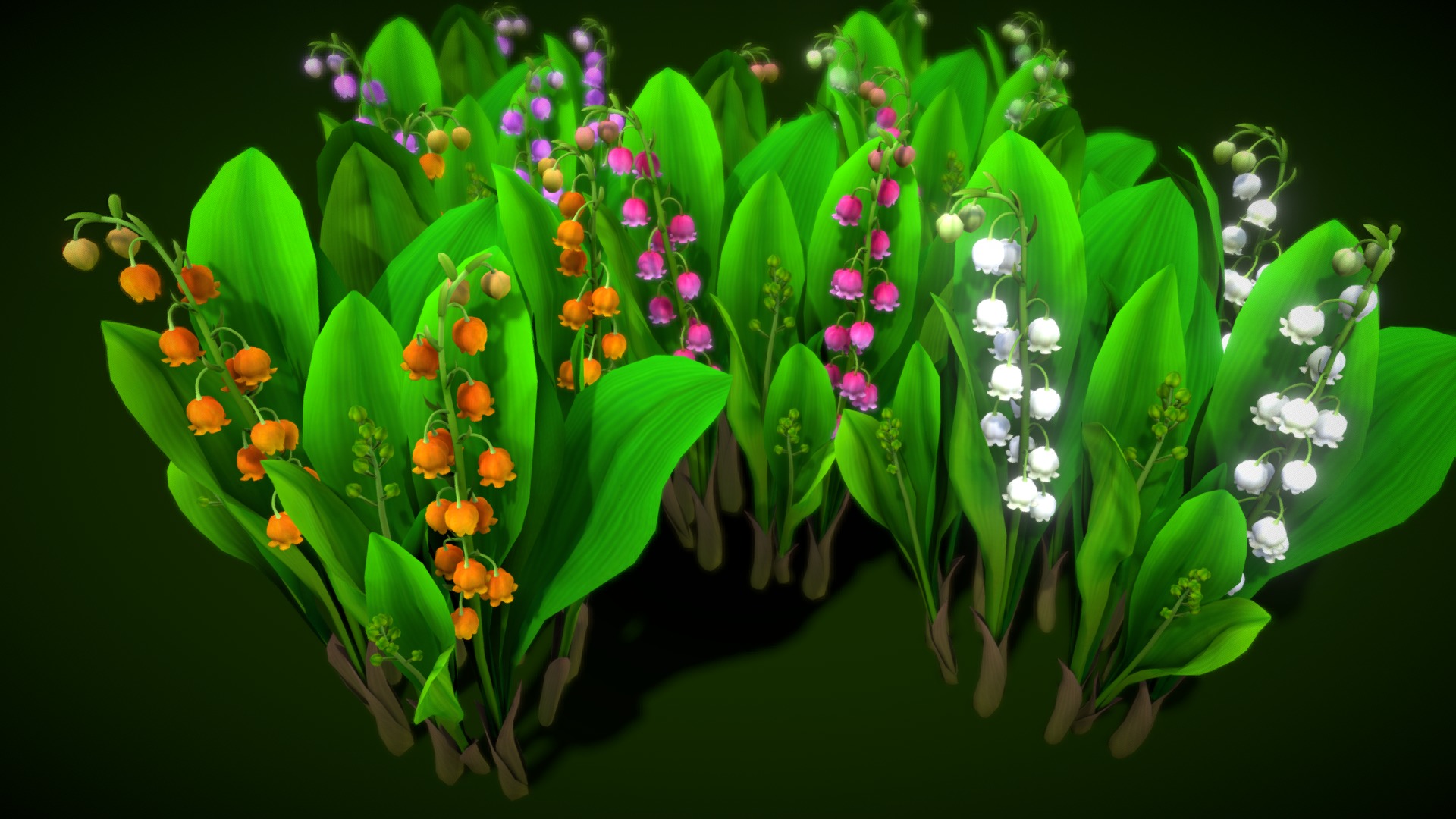 3D model FLower Convallaria majalis - This is a 3D model of the FLower Convallaria majalis. The 3D model is about a close-up of a plant.