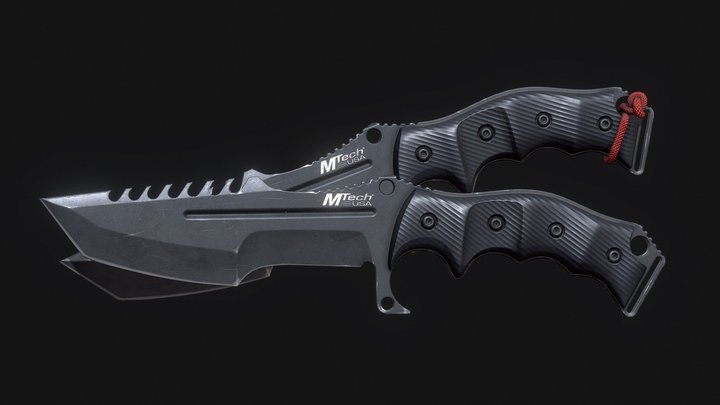 MTech USA Xtreme Tactical Knife Low-poly 3D Model