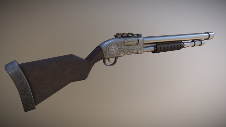 Old Stylized Shotgun 3D Model
