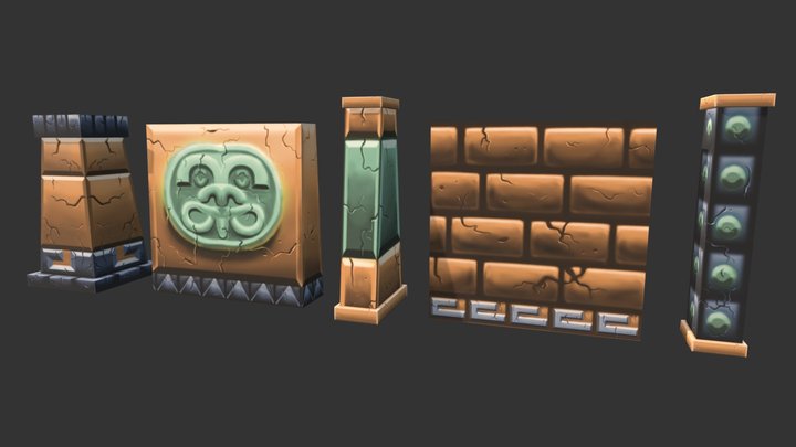 Hand Painted Modular Building Assets 3D Model
