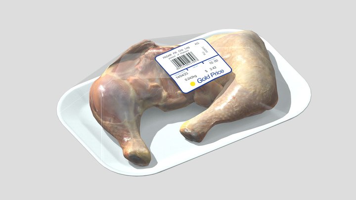 Supermarket Packaged Chicken PBR Low Poly 3D Model