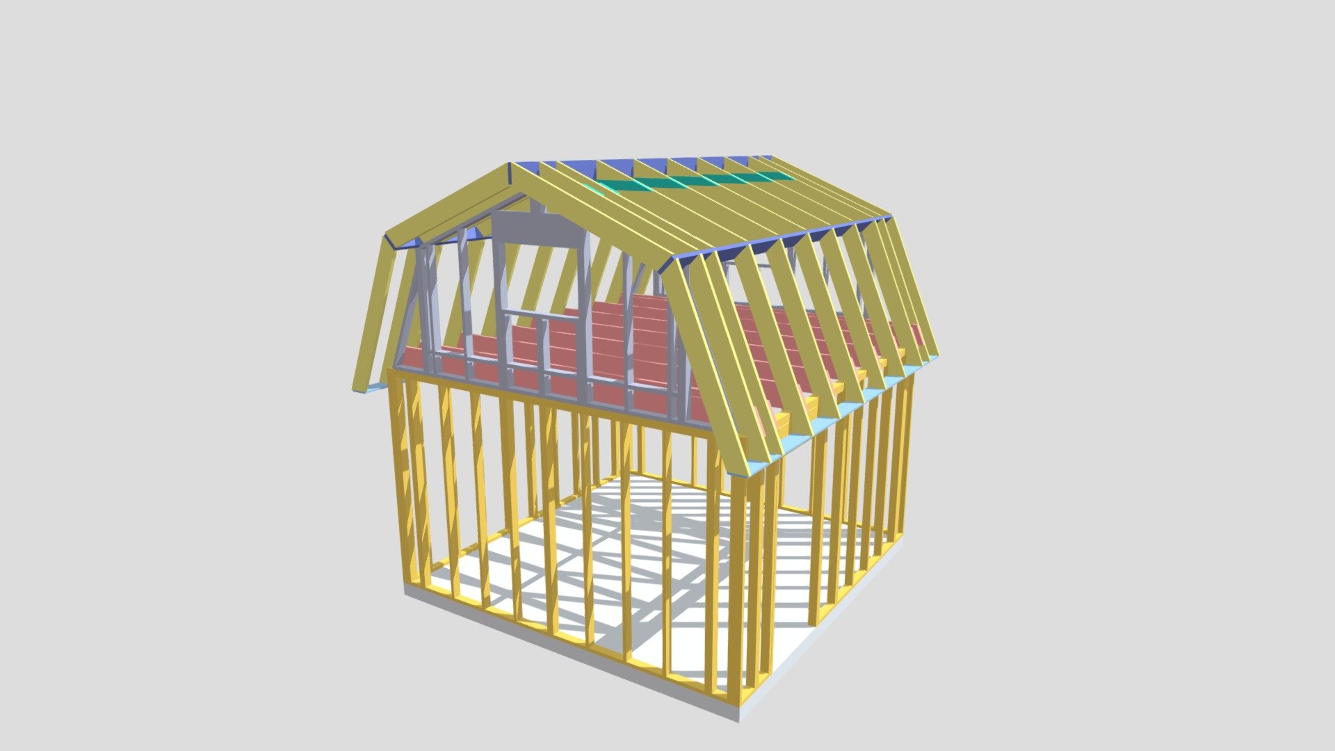 Gambrel Shed Plan 14' x 14' 196 sq ft - Download Free 3D model by ...