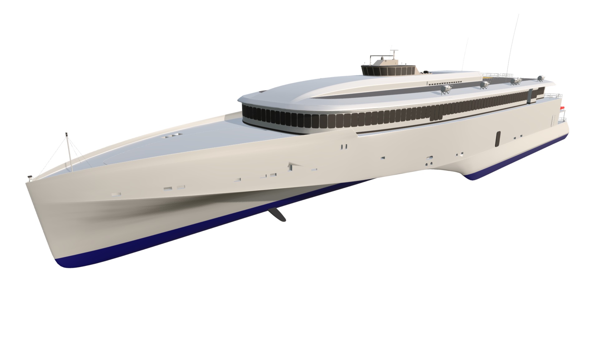 3D model Trimaran Speed Ferry - This is a 3D model of the Trimaran Speed Ferry. The 3D model is about a large white and black boat.