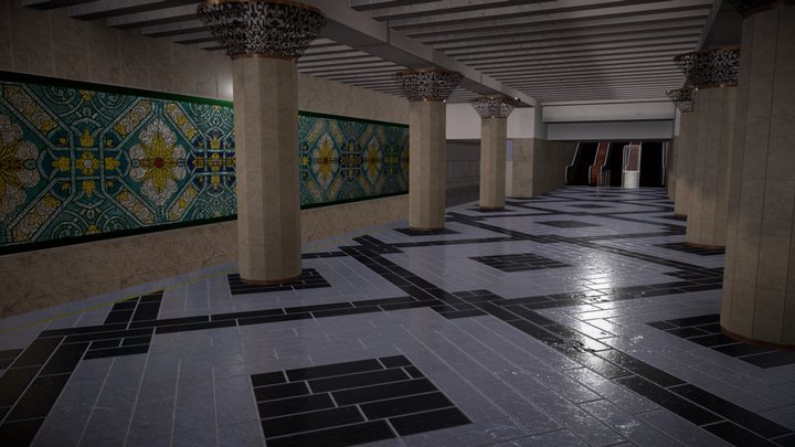 Pahtakor Metro Station (Low Poly) 3D Model