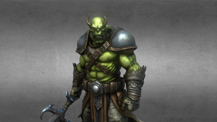 Orc Warrior in Ruins 3D Model
