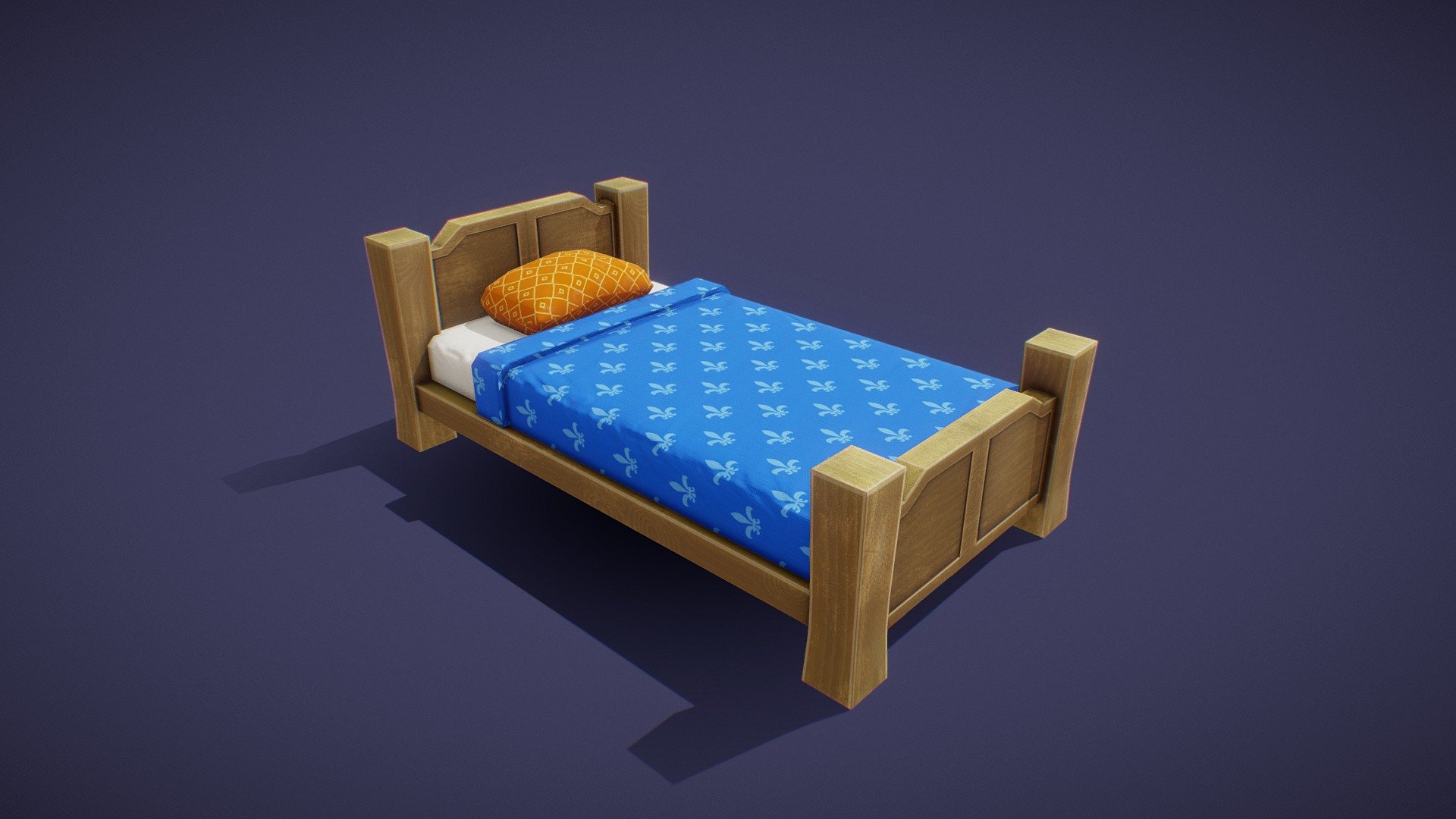 Stylized Low Poly Bed Game Ready Buy Royalty Free 3d Model By