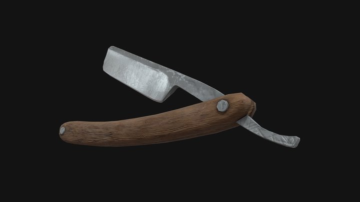 Straight razor low poly 3D Model