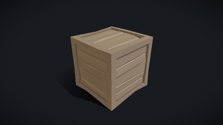 Stylized Low Poly Wooden Crate 3D Model