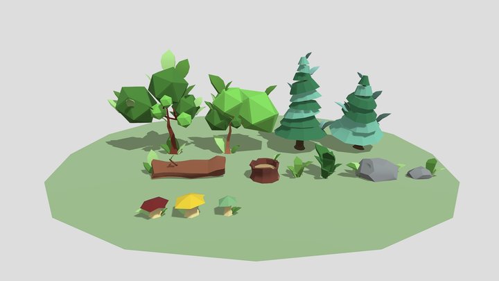 Low-Poly Nature Asset Pack 3D Model