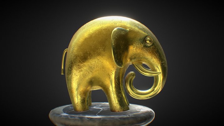 gold elephant 3D Model