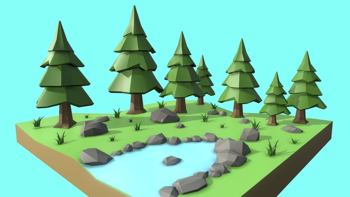 Low Poly Forest Environment 3D Model