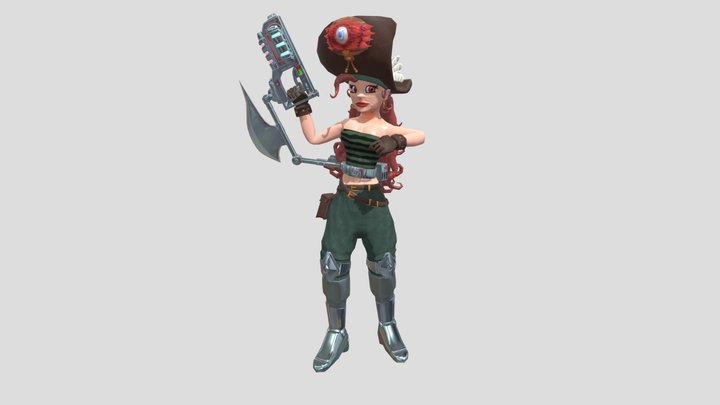 CT6035 - Cyborg Pirate Woman 3D Model