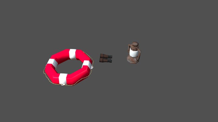 By the ocean - 3 Simple props 3D Model