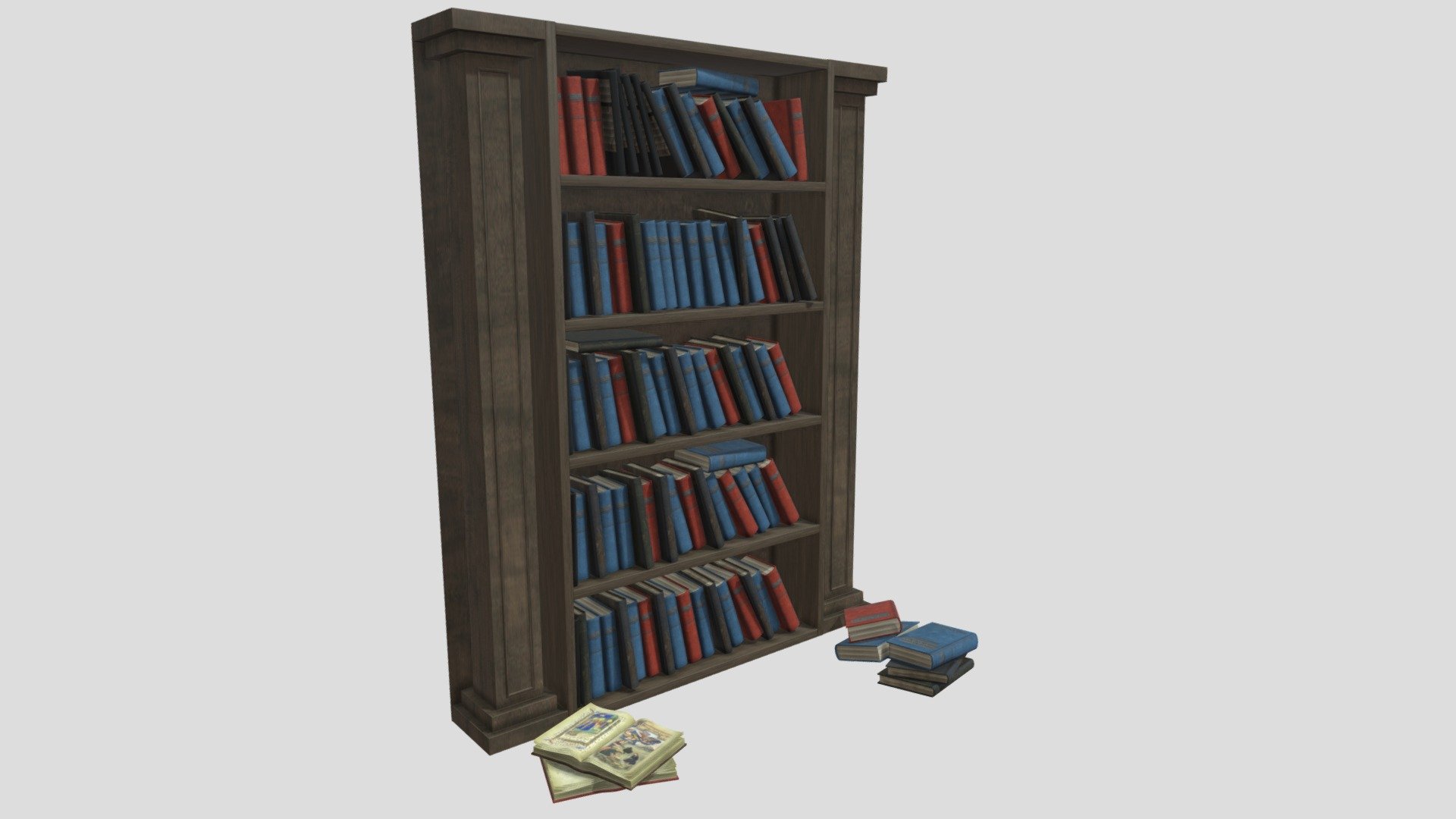 Old shelf with books 2 - Buy Royalty Free 3D model by kopofx [78c86f1 ...