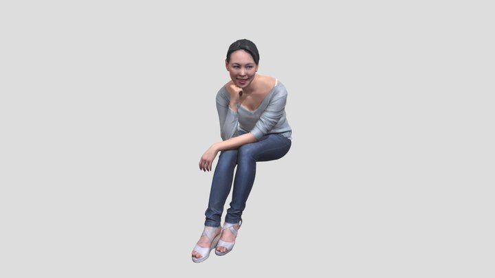 Posed 01 - Sitting Elegant 3D Woman 3D Model