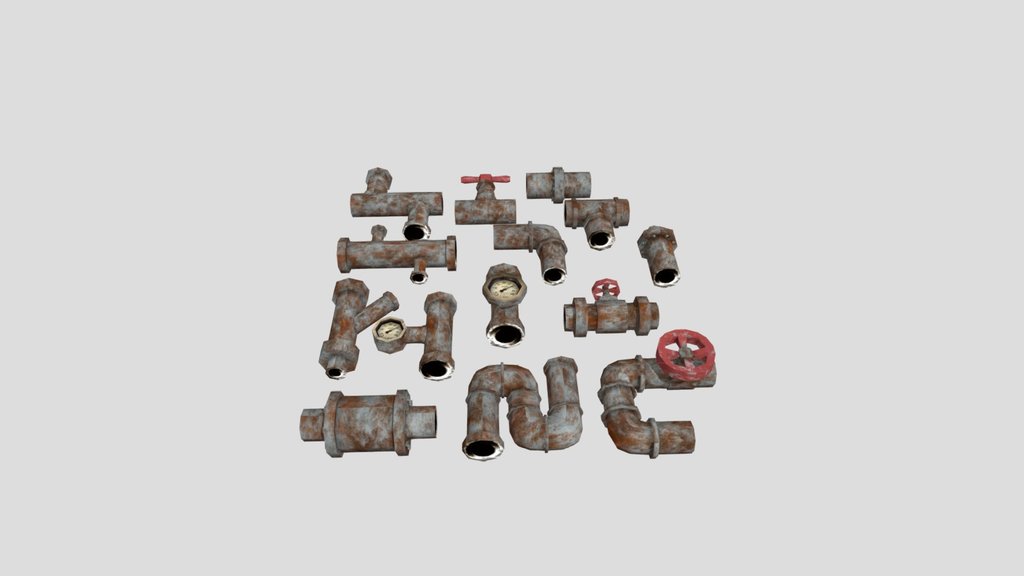 Low Poly Metal Pipes Asset