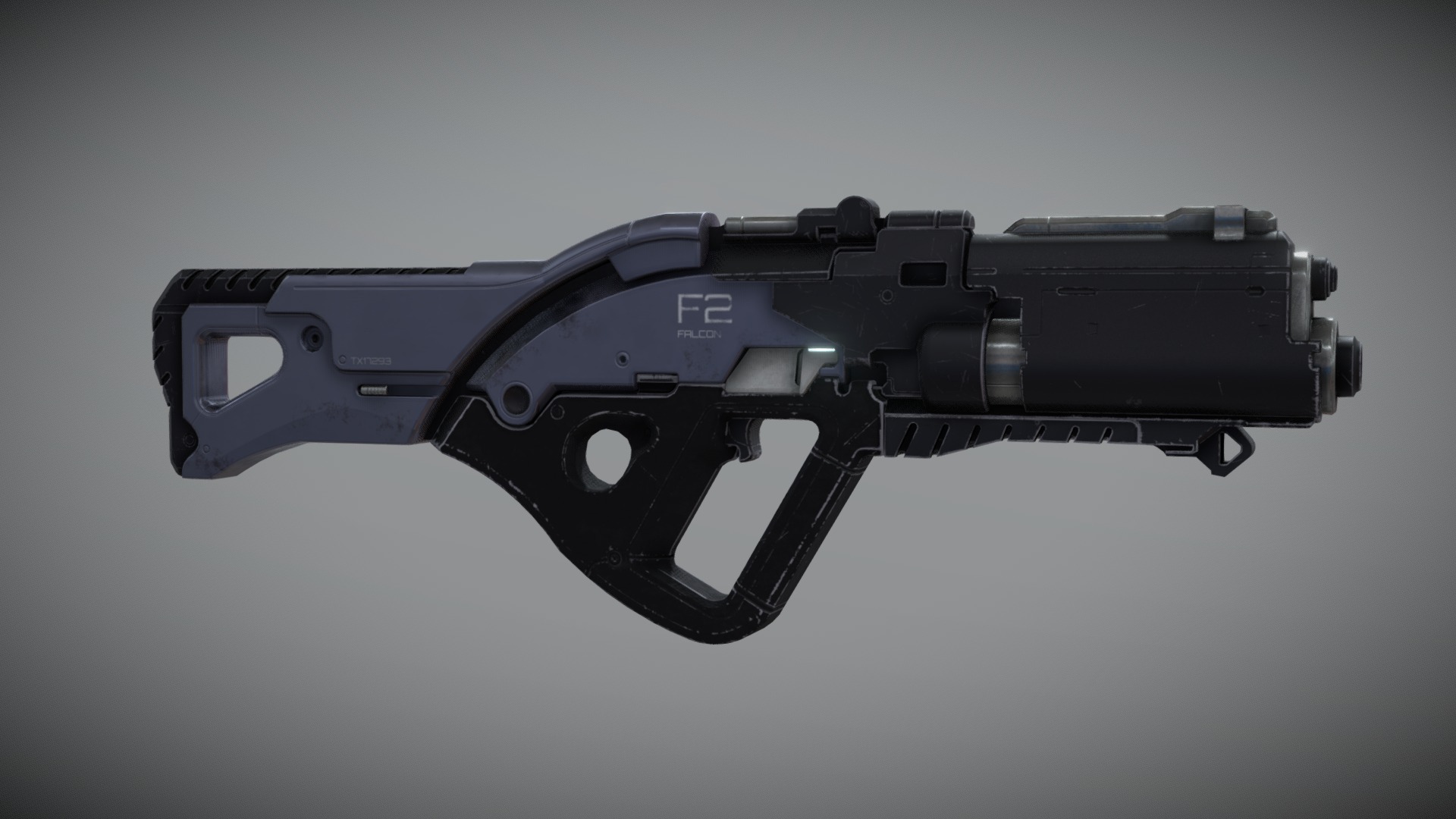 3D model concept-003 - This is a 3D model of the concept-003. The 3D model is about a black gun with a scope.