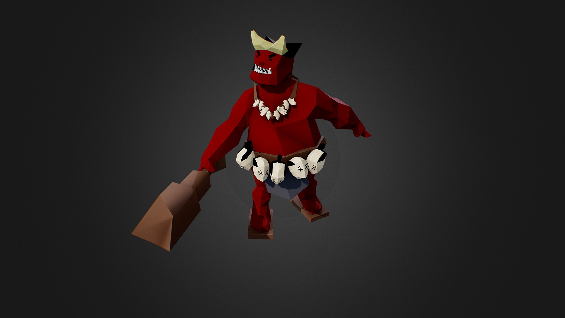 3D model Oni - This is a 3D model of the Oni. The 3D model is about a red and white stuffed animal.