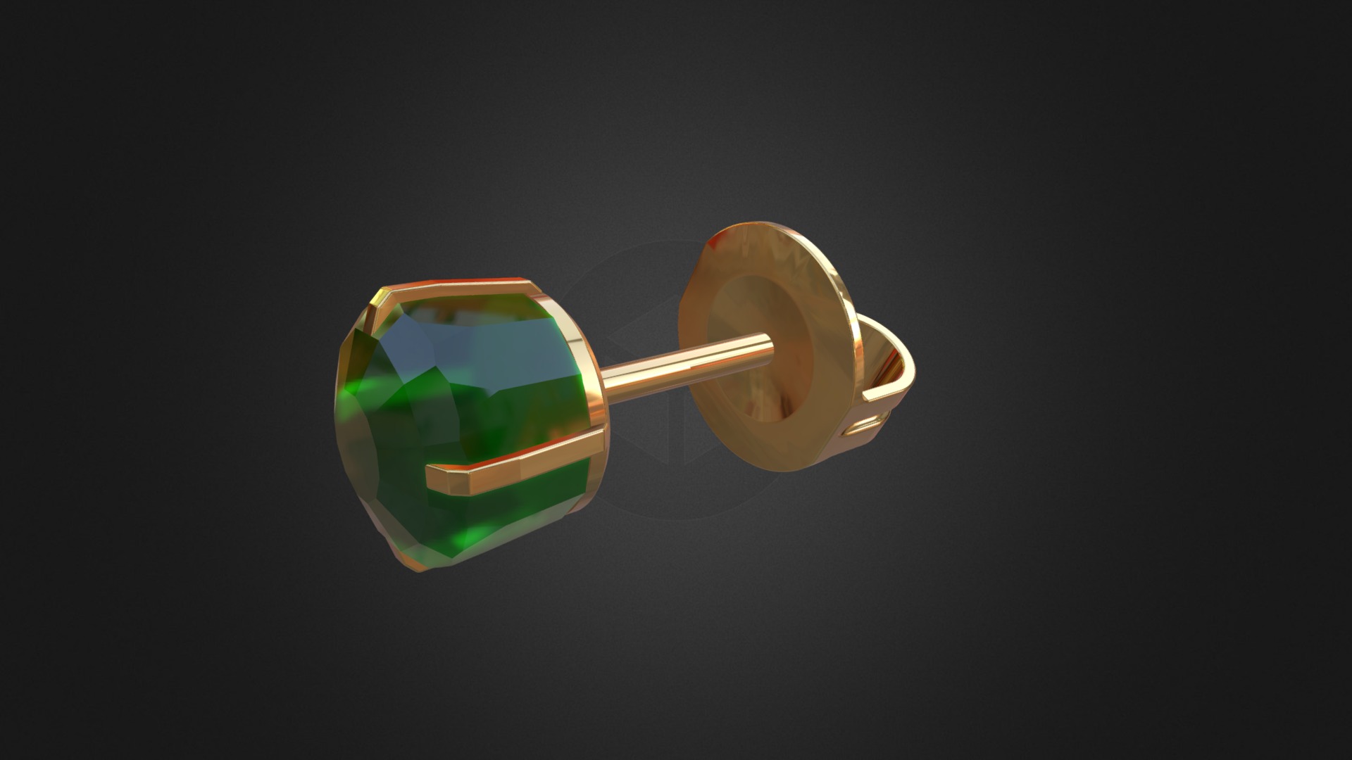 3D model Earring - This is a 3D model of the Earring. The 3D model is about a gold and green ring.