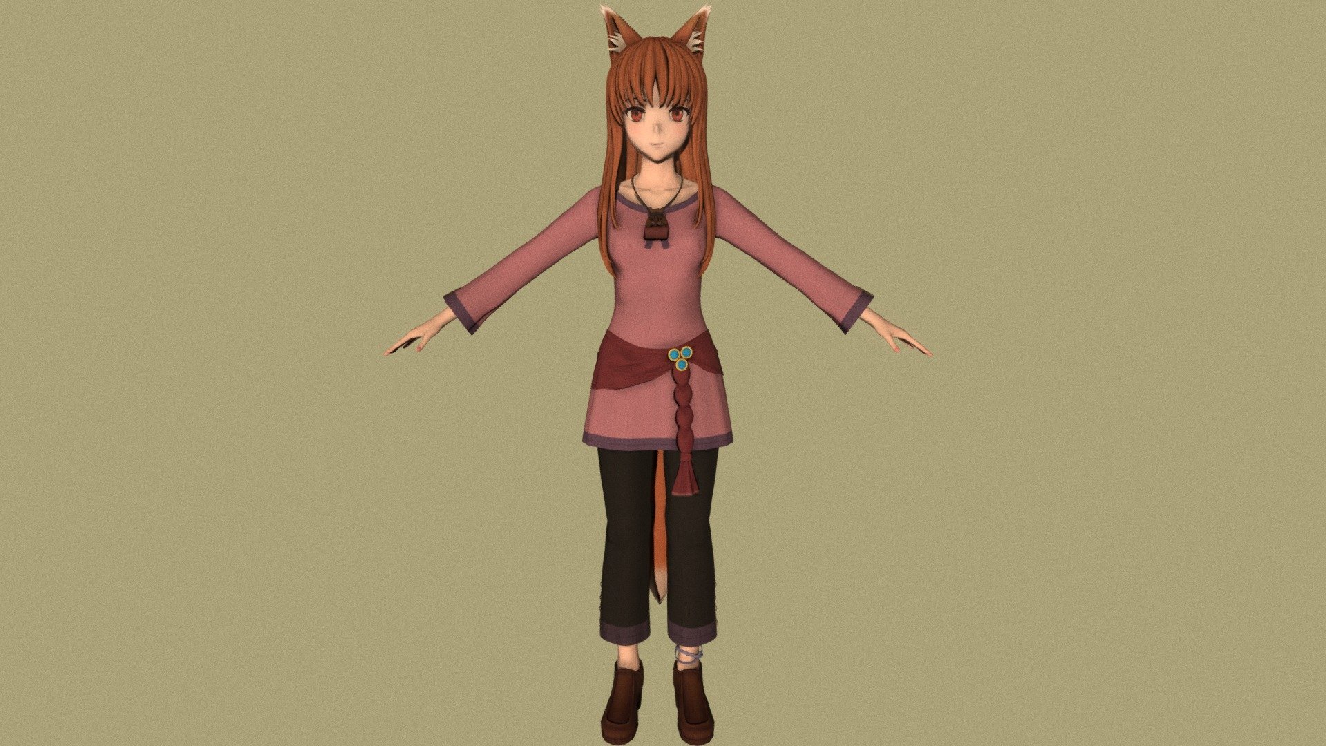 T Pose Rigged Model Of Horo Buy Royalty Free 3d Model By 3d Anime Girls Collection 3d Anime