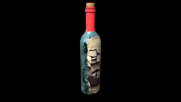 Wine Bottle-Pirate Prop 3D Model