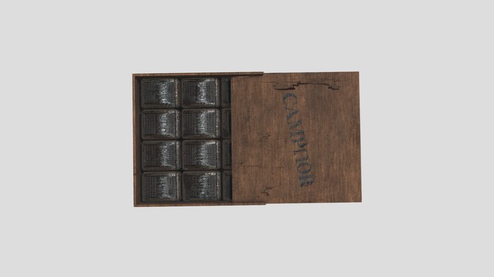 Model of repellent camphor in a wooden box 3D Model
