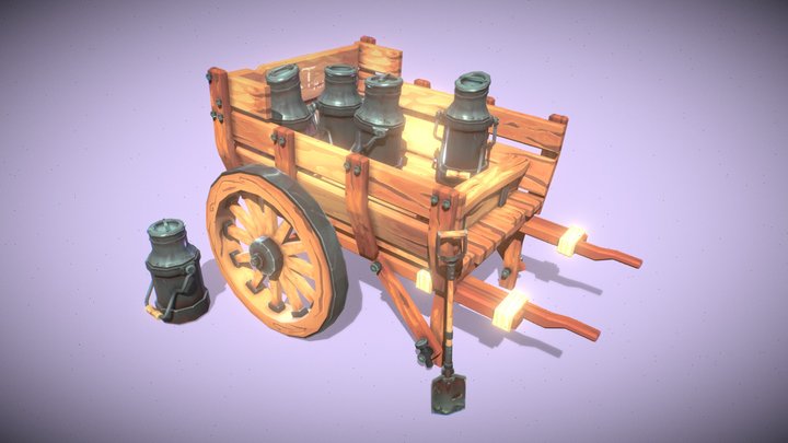 [Student Work] cartoonish wooden cart 3D Model