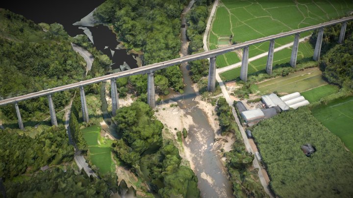 Farmland, river, hills, country road and railway – Modello 3D gratuito STL