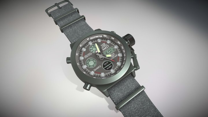 Chronograph watch (AMST 3003) on Nato strap 3D Model