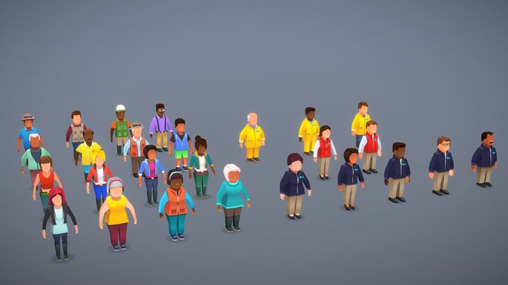 Fishing Lake Characters Low Poly Pack 3D Model