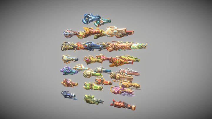 Cartoon Fantasy Cannons (+35) 3D Model