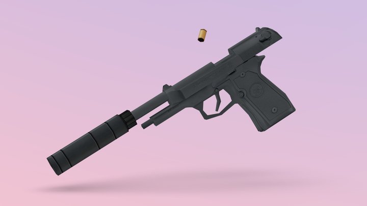 PS1-style Beretta M9 3D Model