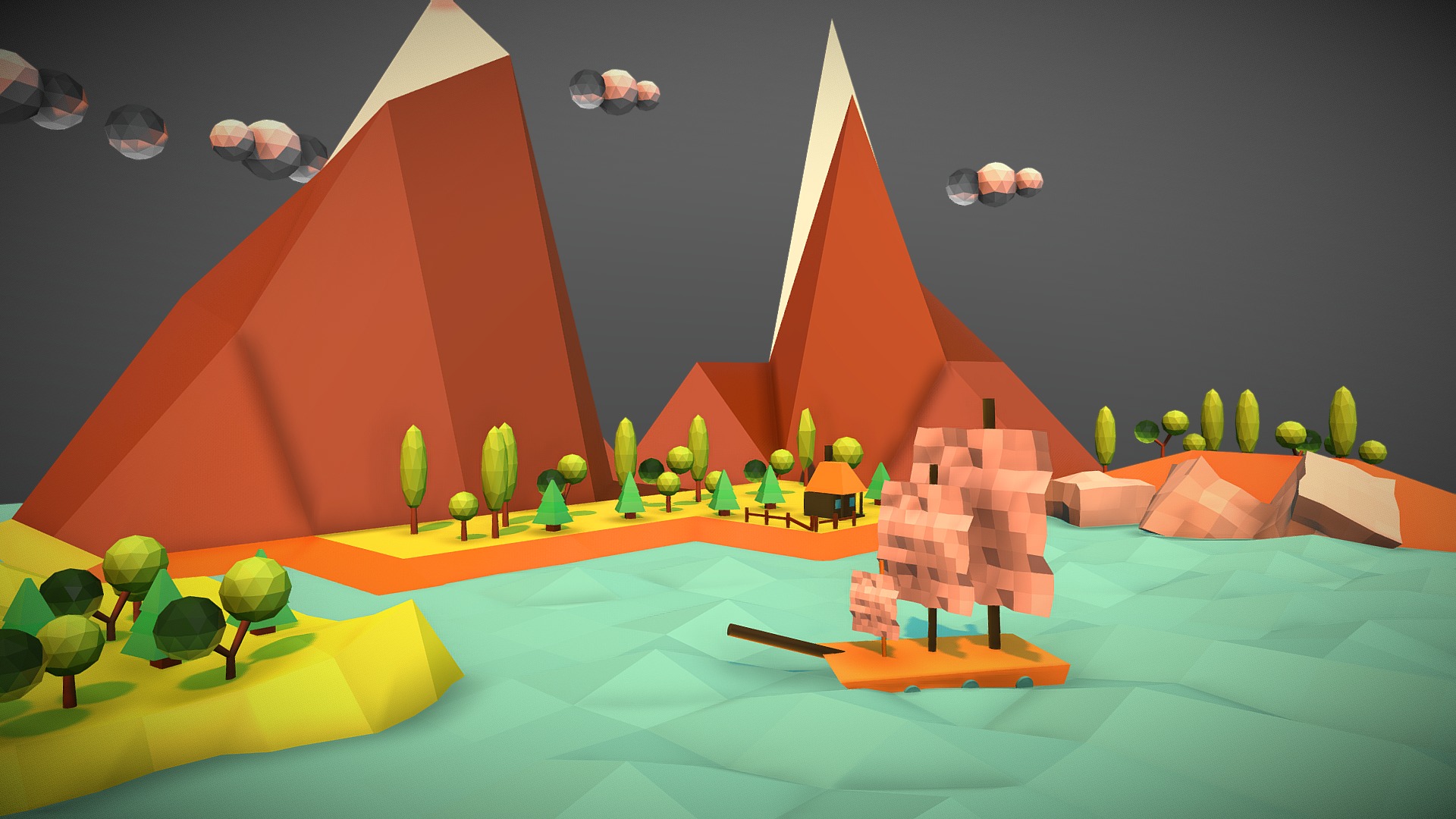 Low Poly | Simple Lake - 3D model by pennix2016 [78e8402] - Sketchfab
