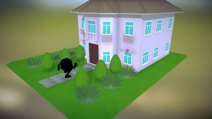 Knocking bungalow door 3D Model