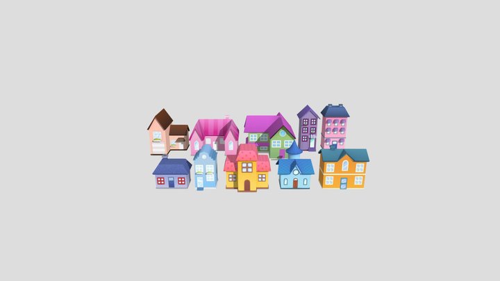 Stylized house pack 3D Model